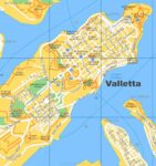 Mapa, plano y callejero de La Valletta en la isla de Malta